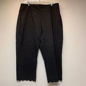 EST. 1946 Cropped Pants Womens 16 Black Excellent Scalloped Hem Pull On Stretch